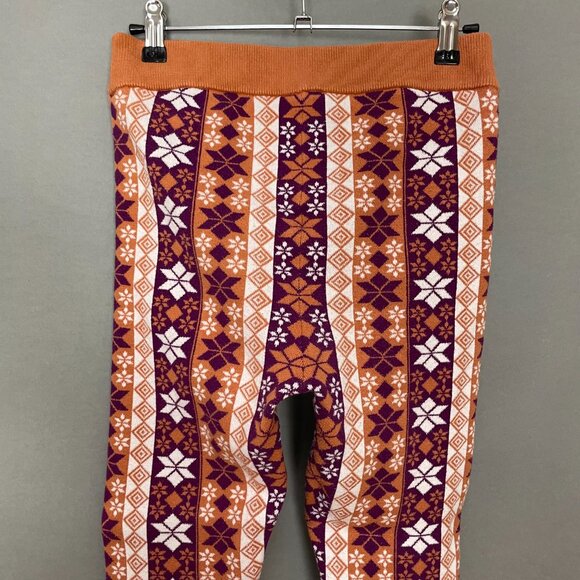 Intimately Free People Fair Isle Leggings Sweater Knit Snowflakes Striped Small - Picture 8 of 16